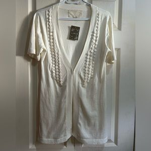 In2 Ivory Top Short Sleeves Cardigan in Medium Size